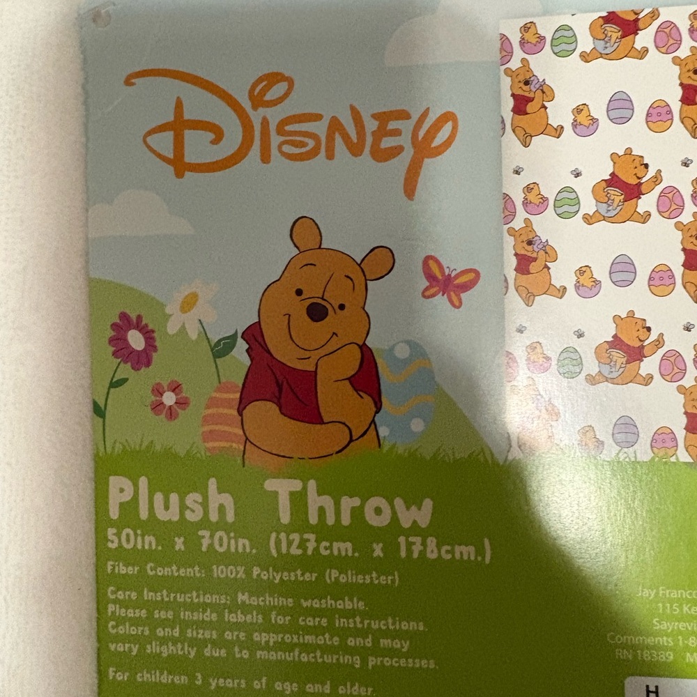 Disney Winnie the Pooh Plush Throw - Yellow and Red